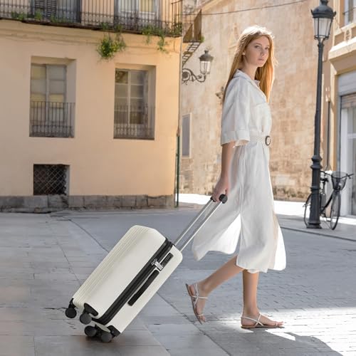 51gy8bezytl.jpg SHOWKOO Reisekoffer Set 3 Hartschale Erweiterbar (M L XL -Weiß) SHOWKOO Reisekoffer Trolley Handgepäck Set TSA Schloss