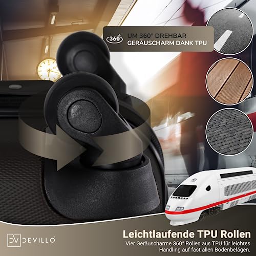 51h1fytw30l.jpg Devillo Hard Shell Trolley Koffer Schwarz 4 Rollen - Reisekofferset S-M-L-XL Teleskopgriff Schloss