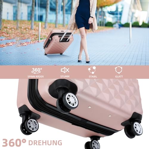 51h4ttoqwzl.jpg BEIBYE Zwillingsrollen Reisekoffer Rosa Gold M (Hartschale, M-L-XL-Set)