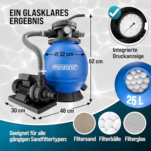 51h8 btmjnl.jpg Monzana® Sandfilteranlage 10.200L/h bis 35.000L Pool Selbstansaugend Monzana® Sandfilterpumpe 400 Watt 2in1 Adapter Ø32-