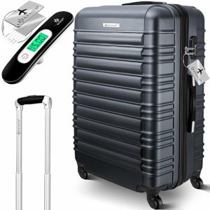 Kesser Reisekoffer Hartschalen-Koffer | Anthrazit, 120L, 4 Rollen, Teleskopgriff, Kofferwaage & Gepäckanhänger