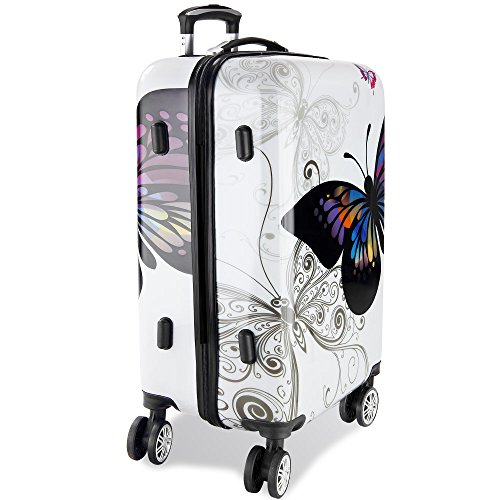 51jjvbwm98l 1.jpg Monzana Hartschalenkoffer Set Butterfly Basic Reisekoffer Trolley Koffer ABS Zwillingsrolle Alu-Teleskopgriff Schloss -
