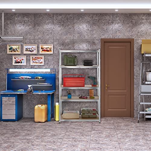 51jzcf6qkl.jpg Relaxdays Schwerlastregal, 5 Ebenen, Silber, für Keller & Garage, bis 500 kg Tragfähigkeit, Stahlbau, 180 x 100 x 40 cm