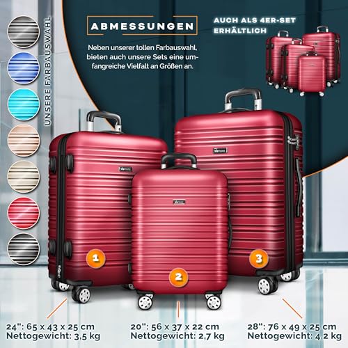 51k8c821xl.jpg Tillvex Reisekoffer Set 3-TLG. | Hartschale Kofferset 4 Rollen | Reisetaschen für Familienmitglieder