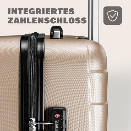 51l4ugkkspl.jpg Monzana 3tlg. Reisekoffer Exopack TSA Schloss Hartschalen Koffer M-L-XL Gel-Griffe 4 Zwillingsrollen Standfüße Champagne