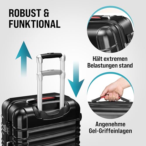 51lvudpwejl.jpg Monzana 4tlg Kofferset Schloss Organizer Schwarz | Monzana Kofferwaage Gurt Gel-Griffe Schwarz | Monzana Zwillingsrolle