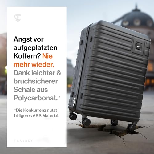 51m8wfbb9hl.jpg Travely Polycarbonat Reisekoffer Groß 77cm XL - Robust & Verlässig für Geschäftsreisen und Ferien - Sanfte Rollen, TSA S