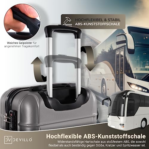 51nvdsu8r8l.jpg Devillo Hard Shell Trolley Reisekoffer S-M-L-XL Silber Schloss 4 Rollen