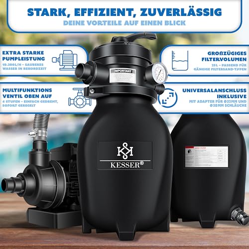51pflr408dl.jpg KESSER® Sandfilteranlage 10 m³/h Schwarz Filtersand und Filterbälle ersetzen