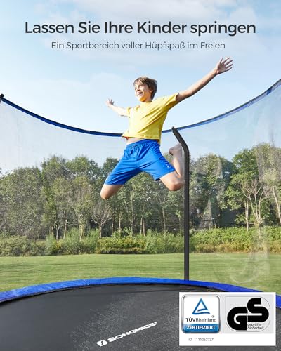 51rbndrrbdl.jpg SONGMICS Sicherheitsnetz Trampolin Outdoor für Kinder mit Leiter und Randabdeckung, Ø 305 cm