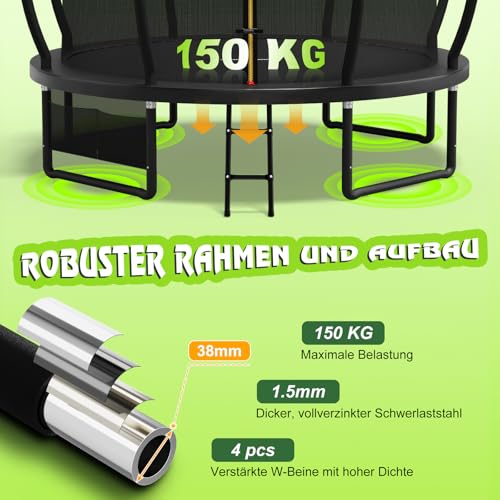 51rgdo44p9l.jpg Devoko Outdoor Trampolin, TÜV GS-Zertifikat, Kindertrampolin mit Sicherheitsnetz