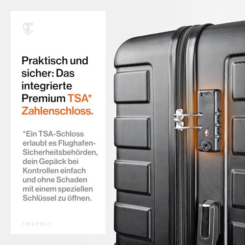 51tngbiizhl.jpg Travely Polycarbonat Reisekoffer Groß 77cm XL - Robust & Verlässig für Geschäftsreisen und Ferien - Sanfte Rollen, TSA S