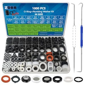 ZDBB 1000 Pcs 18 Größe O Ring und Gummi Unterlegscheiben Kit für Sanitär, Wasserhahn und Duschköpfe - Reparatur Dichtung