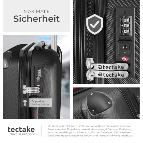 51uns2chj4l.jpg tectake 4-teiliger Schwarzer Reisekoffer mit TSA Zahnradenschloss und Rollen 360°