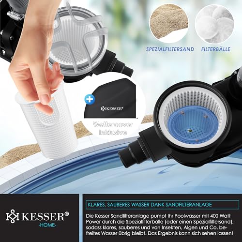 51uif nc2xl.jpg KESSER® Sandfilteranlage mit 25kg Filtersand ersparen 7-Wege Ventil inkl. Druckanzeige für Pool 10.200 L/h, Orange KESS