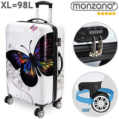 51vt9jm7frl.jpg Monzana Reisekoffer Hartschalenkoffer Butterfly ABS-Kunststoff Reinigung | Alu Teleskopgriff | gummierte Zwillingsrollen