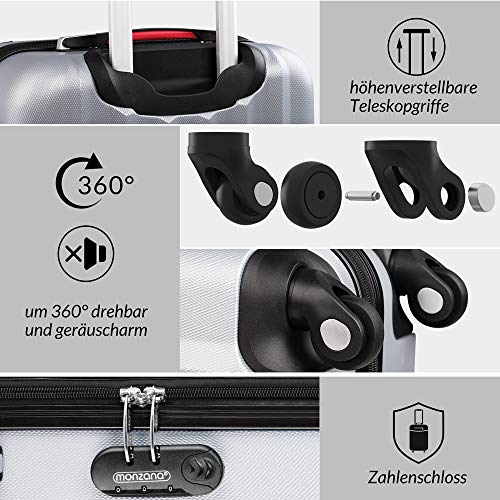 51wixucid9l.jpg Monzana Hartschalenkoffer Trolley Silber Business Koffer 4 Rollen Alu-Teleskopgriff Reisekoffer Sehnsuchten