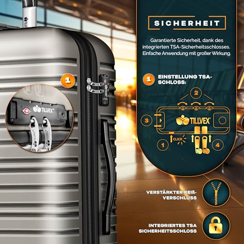 51wpj52a8ll.jpg Tillvex Reisekoffer Set 4 Rollen Hartschale XL | TSA Schloss Gepäckwaage | perfekt für Familien | ideal für Reisen | 6 R