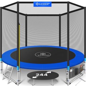 KESSER® Belastbaren Trampolin Outdoor Kinder trampelt bis 150 kg | Sicherheitsnetz & Montagezubehör inklusive | Gartentr