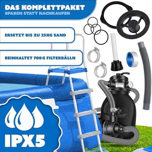 51xv pzw3il.jpg KESSER® Sandfilteranlage 10 m³/h Schwarz Filtersand und Filterbälle ersetzen