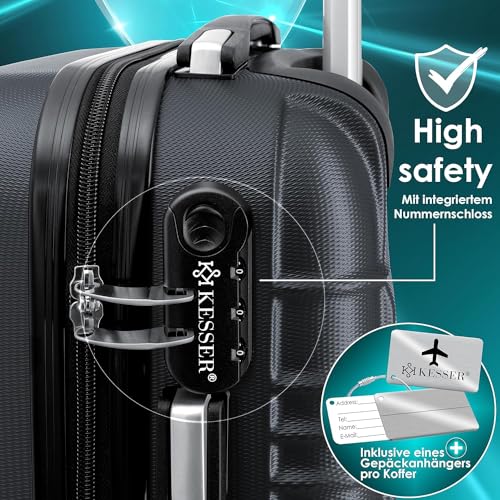 51yk4w2qxgl.jpg Kesser Reisekoffer Hartschalen-Koffer | Anthrazit, 120L, 4 Rollen, Teleskopgriff, Kofferwaage & Gepäckanhänger