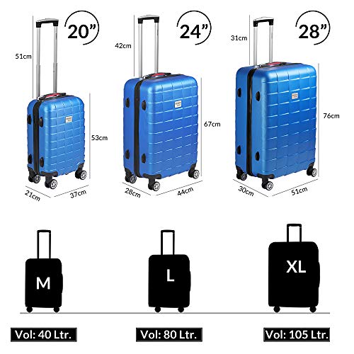 51zlohnxnkl.jpg Monzana 3-Tlg. Rollkoffer Exopack TSA-Schloss Hartschalen Koffer M-L-XL Gel-Griffe 4 Zwillingsrollen Standfüße Reisekoff