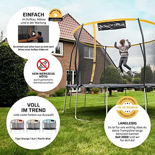 61fwylsy2l.jpg SportPlus Trampolin Outdoor - perfekt für Kinder & Erwachsene, stabil gesichert, 305cm bis 366cm, GS zertifiziert - Gart