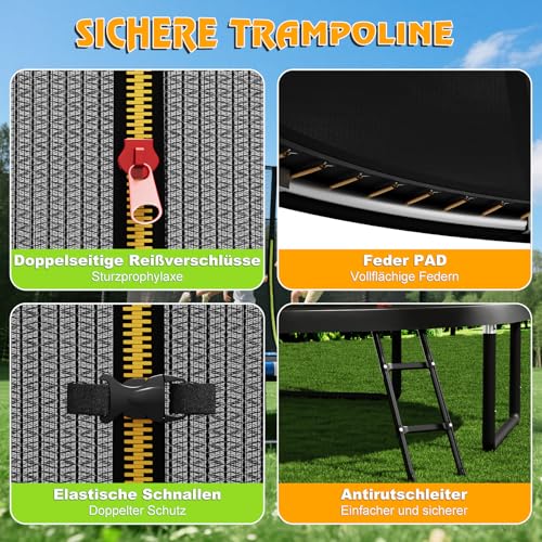 61xja8s3hl.jpg Devoko Outdoor Trampolin, TÜV GS-Zertifikat, Kindertrampolin mit Sicherheitsnetz